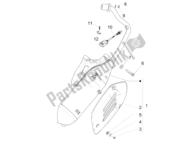 All parts for the Silencer of the Vespa 150 Sprint 4T 3V IE China 2015