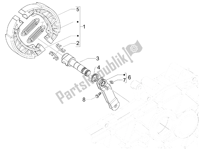 Toutes les pièces pour le Frein Arrière - Mâchoire De Frein du Vespa LX 50 4T 4V 2009