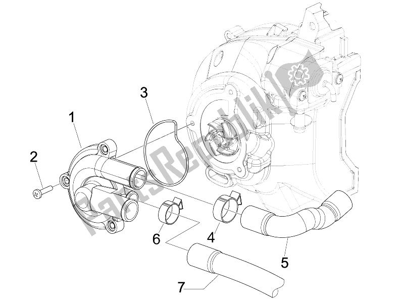 Toutes les pièces pour le Pompe De Refroidissement du Vespa GTV 125 4T Navy E3 2007