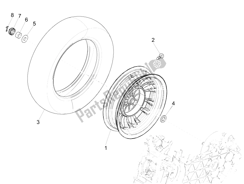 All parts for the Rear Wheel of the Vespa Vespa Sprint 50 2T EU 2014