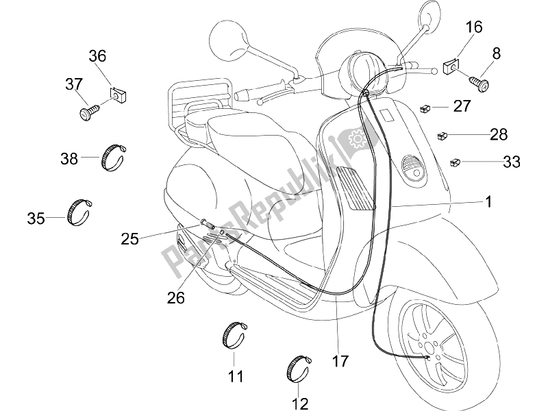 All parts for the Transmissions of the Vespa LXV 125 4T E3 2006
