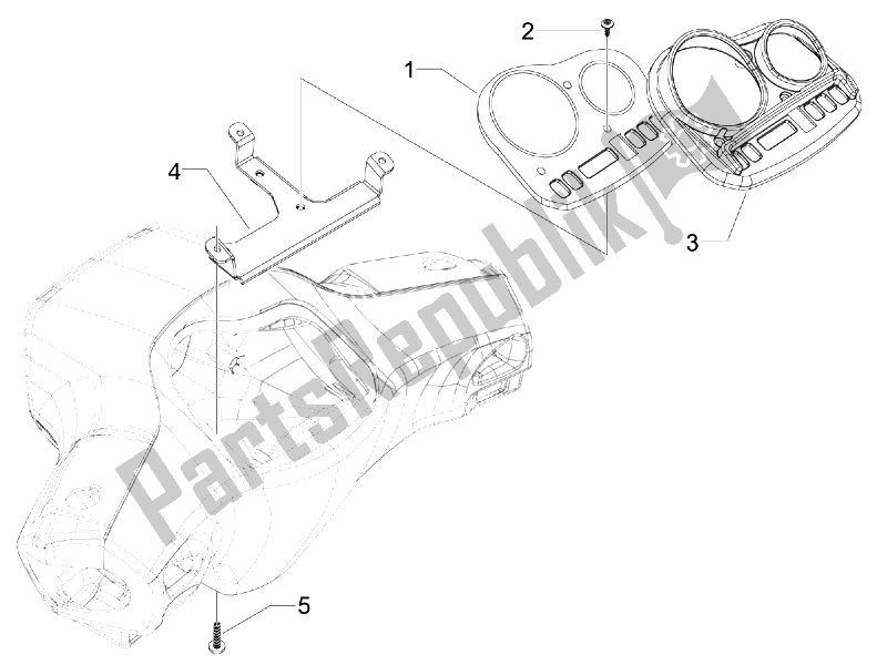Alle onderdelen voor de Meter Combinatie-dashboard van de Vespa S 125 4T E3 UK 2007