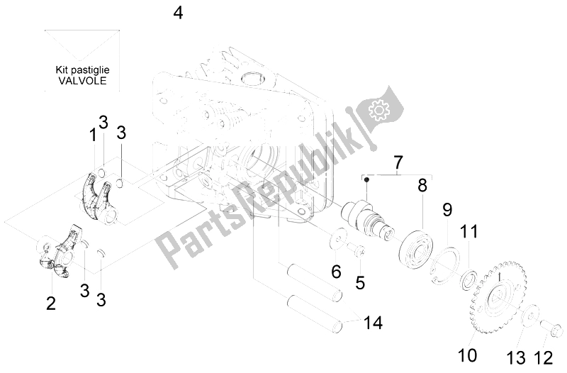 Todas las partes para Unidad De Soporte De Palancas Oscilantes de Vespa LX 50 4T 4V 2009