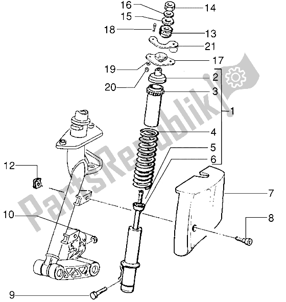 All parts for the Front Shock Absorber of the Vespa ET2 Iniezione 50 1998