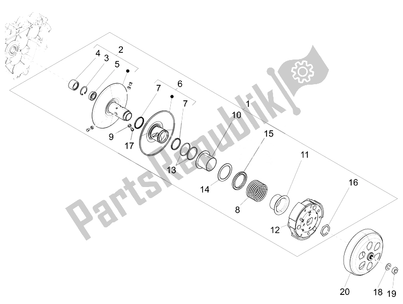 Tutte le parti per il Puleggia Condotta del Vespa 150 4T 3V IE Primavera Vietnam 2014