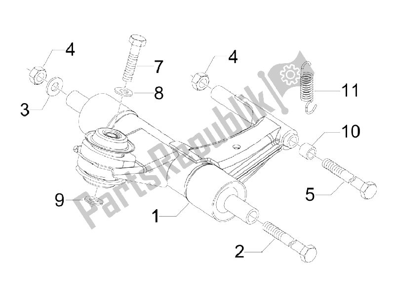 Toutes les pièces pour le Bras Oscillant du Vespa S 150 4T IE E3 Vietnam Indonesia 2011