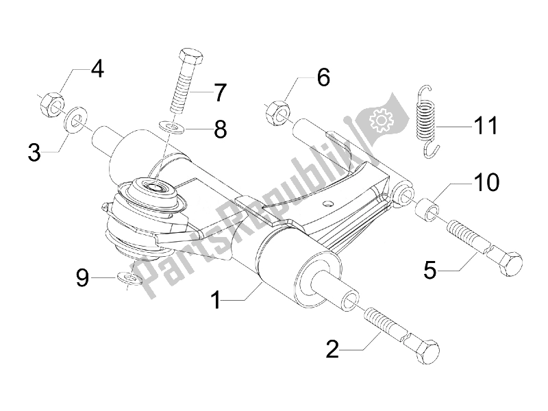 Toutes les pièces pour le Bras Oscillant du Vespa Vespa Sprint 50 4T 4V EU 2014