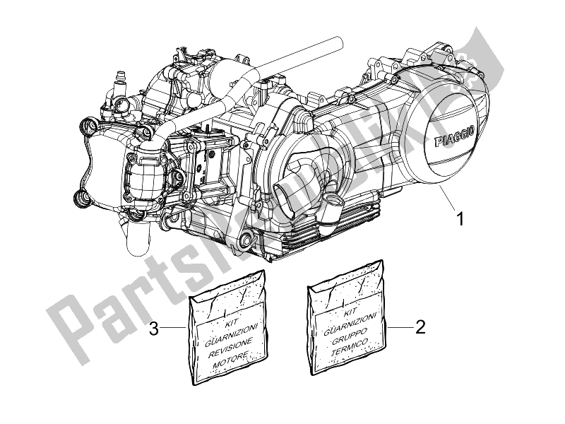 Toutes les pièces pour le Moteur, Assemblage du Vespa GTV 300 4T 4V IE 2010