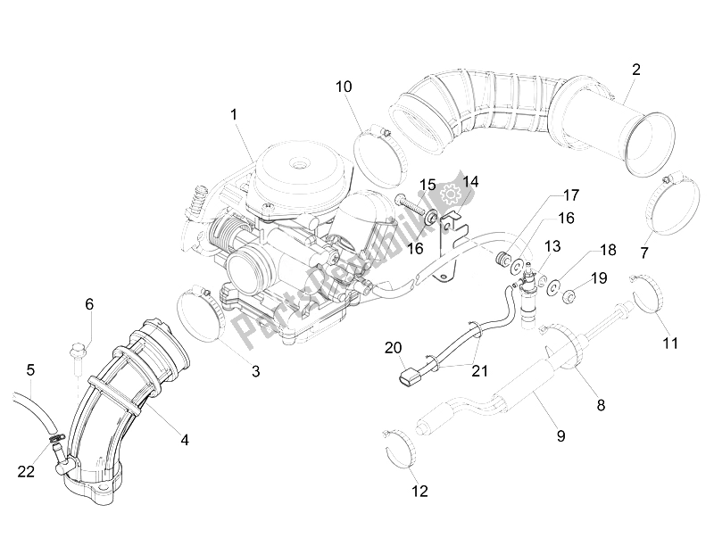 All parts for the Carburettor, Assembly - Union Pipe of the Vespa Vespa Sprint 50 4T 4V EU 2014