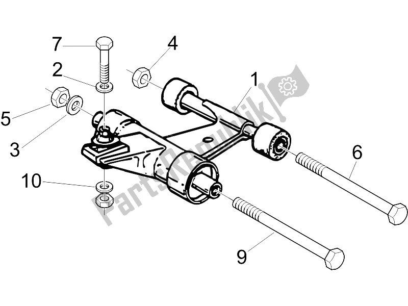 Alle onderdelen voor de Zwaaiende Arm van de Vespa LX 50 2T D 2005
