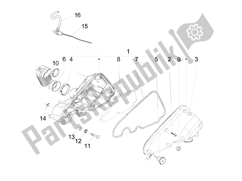 Tutte le parti per il Filtro Dell'aria del Vespa S 125 4T E3 UK 2007