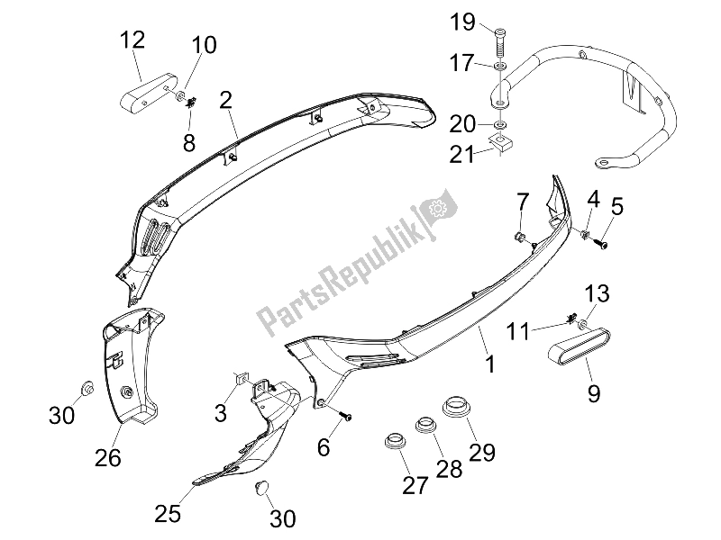 Toutes les pièces pour le Couvercle Latéral - Spoiler du Vespa LXV 50 2T 2006