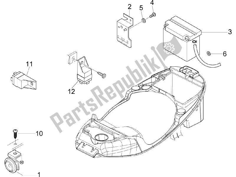 All parts for the Remote Control Switches - Battery - Horn of the Vespa LXV 125 4T E3 2006