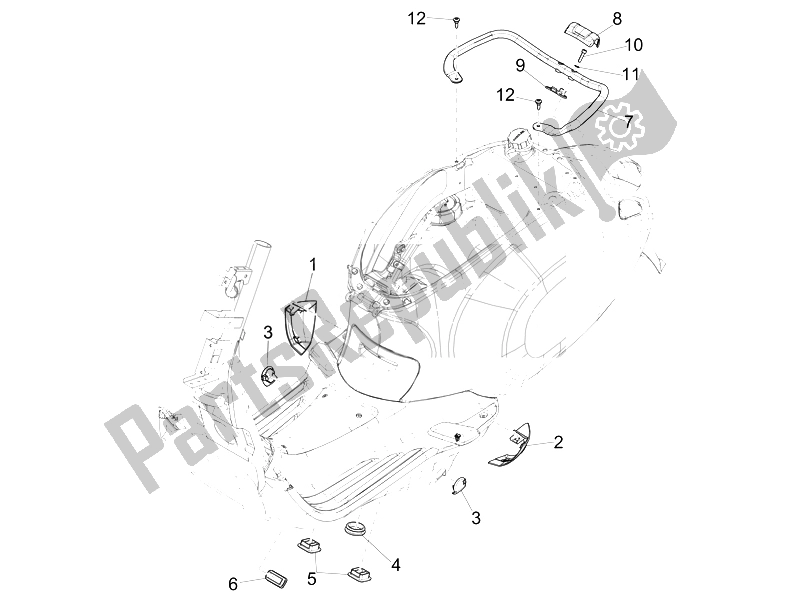 All parts for the Side Cover - Spoiler of the Vespa Sprint 50 4T 2V 25 KMH B NL 2014