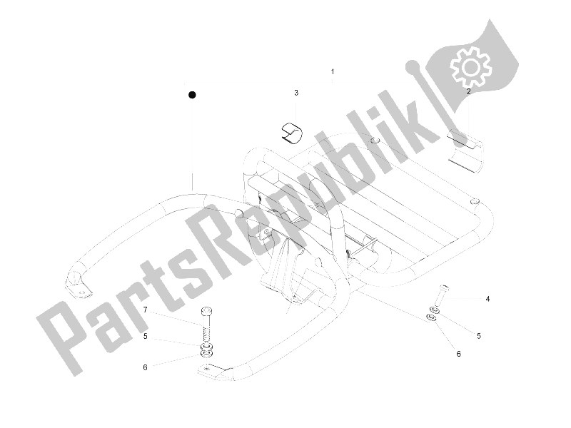 Tutte le parti per il Portapacchi Posteriore del Vespa GTS 250 2005