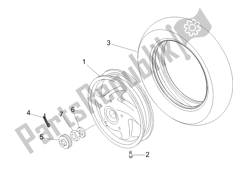 All parts for the Rear Wheel of the Vespa LX 50 4T 2V 25 KMH Touring NL 2011