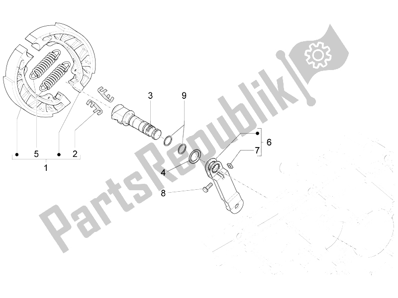 Tutte le parti per il Freno Posteriore - Ganascia Del Freno del Vespa Sprint 50 4T 2V 25 KMH B NL 2014
