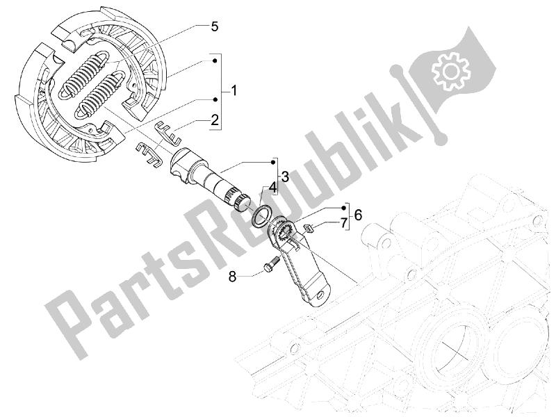 Tutte le parti per il Freno Posteriore - Ganascia Del Freno del Vespa S 125 4T E3 UK 2007