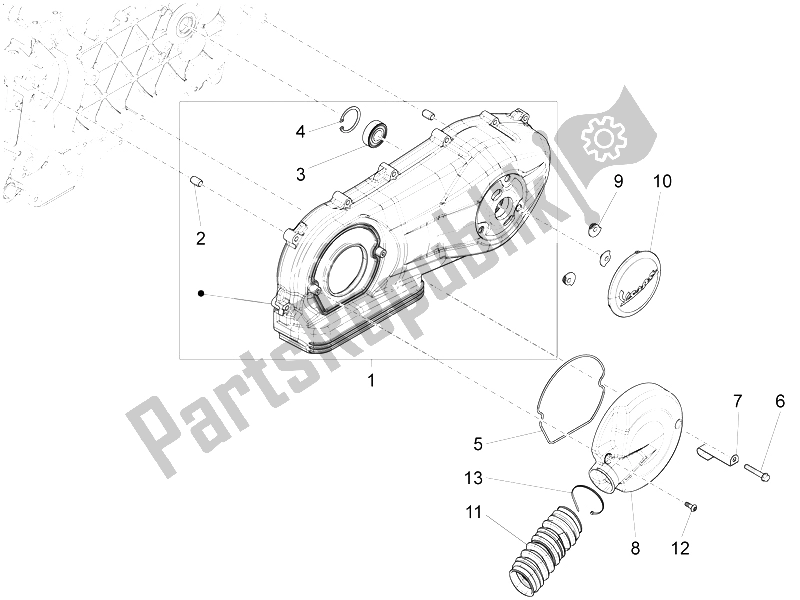 Toutes les pièces pour le Couvercle De Carter - Refroidissement Du Carter du Vespa S 125 4T 3V IE 2012