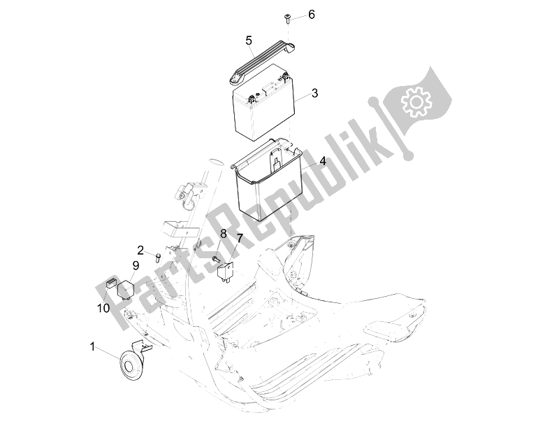 All parts for the Remote Control Switches - Battery - Horn of the Vespa Sprint 50 4T 2V 25 KMH B NL 2014