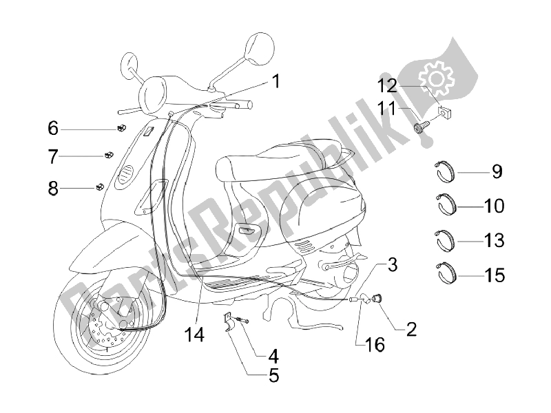 All parts for the Transmissions of the Vespa LX 150 4T E3 Vietnam 2009