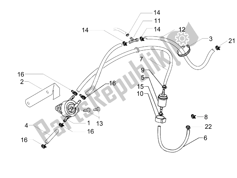 All parts for the Supply System of the Vespa Granturismo 125 L Potenziato 2005