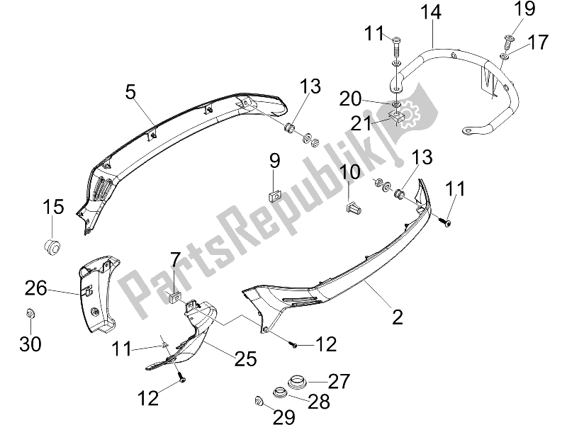 Tutte le parti per il Coperchio Laterale - Spoiler del Vespa LX 150 4T 2006