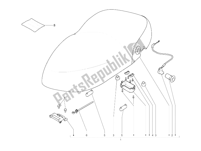 Toutes les pièces pour le Selle / Sièges - Rouleau D'outils du Vespa S 150 4T 2V E3 Taiwan 2011