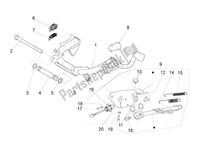 Tutte le parti per il Stand / S del Vespa Vespa S 125 4T 3V E3 IE Asia 2012