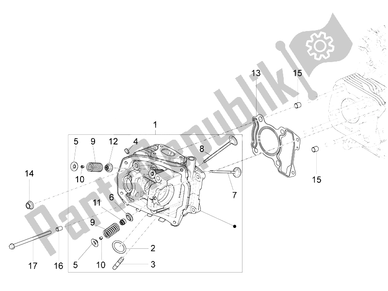 All parts for the Head Unit - Valve of the Vespa Vespa GTS 125 4T 3V IE Super Asia 2014