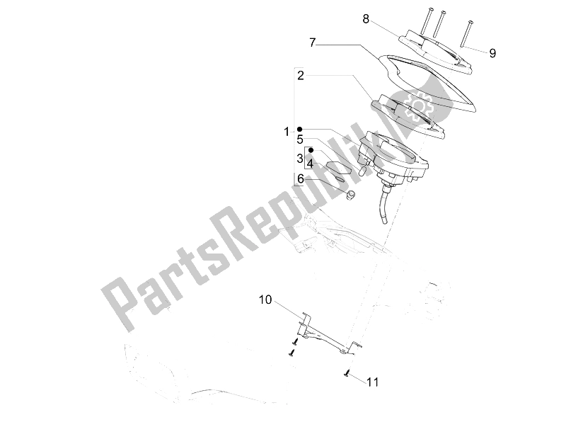 Todas las partes para Tablero Combinado De Medidor de Vespa S 125 4T 3V E3 IE Vietnam 2012