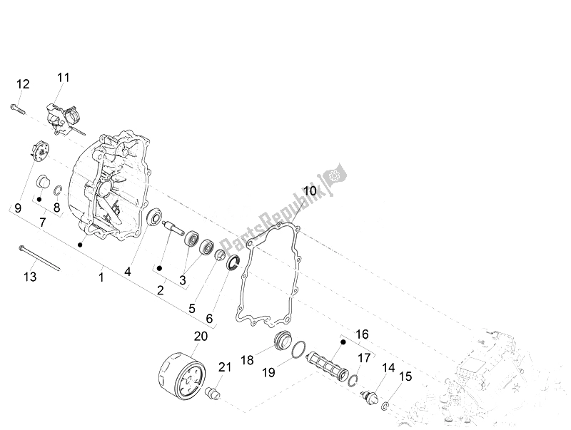 Todas las partes para Cubierta Del Volante Magneto - Filtro De Aceite de Vespa Vespa GTS 300 IE ABS USA Canada 2014