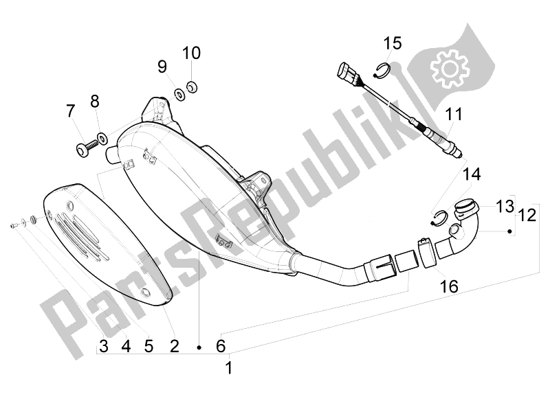 Todas las partes para Silenciador de Vespa GTS 300 IE Super Sport 2010
