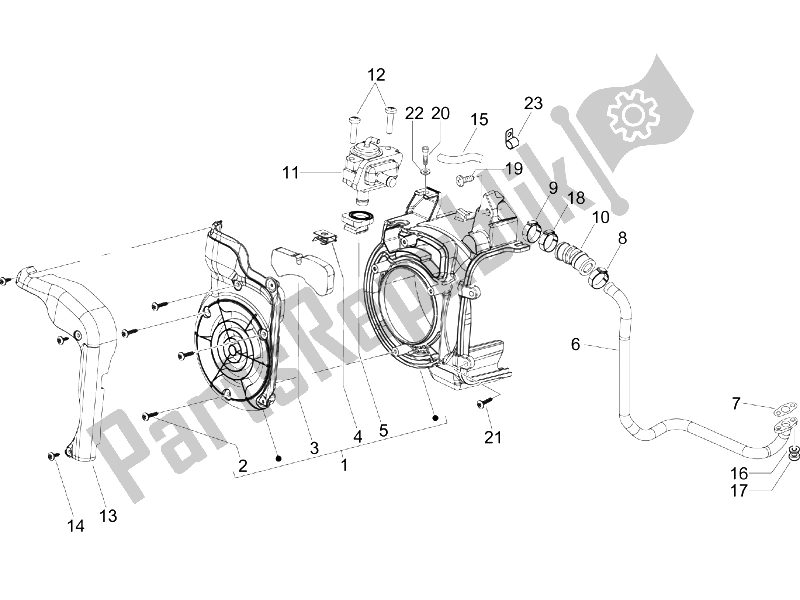 All parts for the Secondary Air Box of the Vespa LXV 125 4T E3 2006