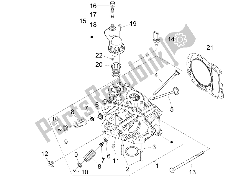 Toutes les pièces pour le Unité De Tête - Valve du Vespa GTS 300 IE 2012