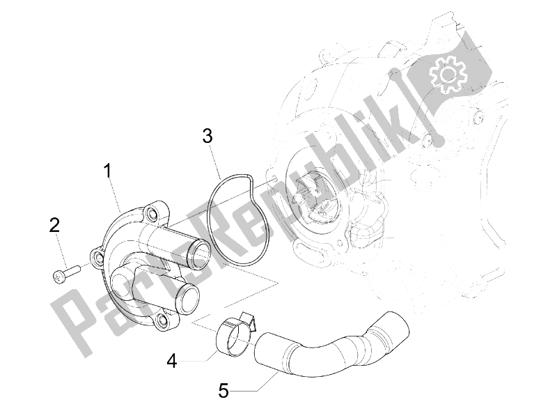 All parts for the Cooler Pump of the Vespa Granturismo 200 L USA 2006