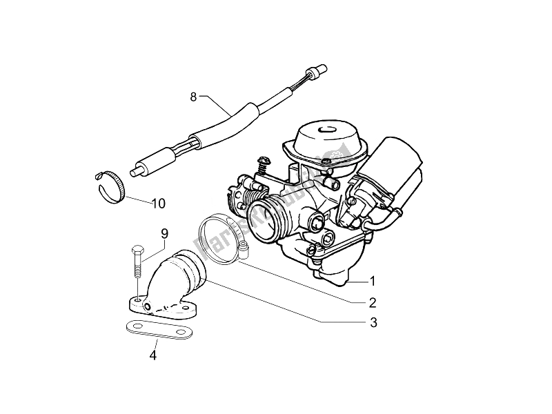 Toutes les pièces pour le Carburateur, Montage - Tuyau Union du Vespa LXV 150 4T USA 2007