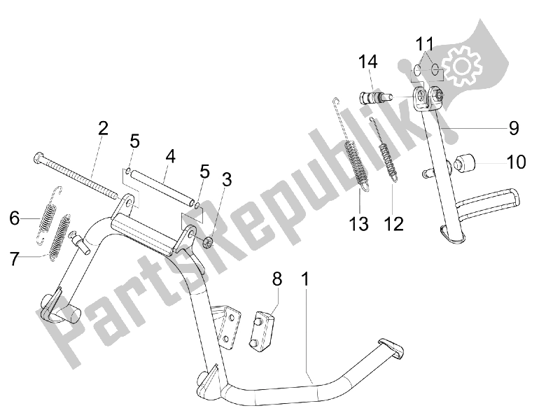 All parts for the Stand/s of the Vespa GTS 300 IE Touring 2011