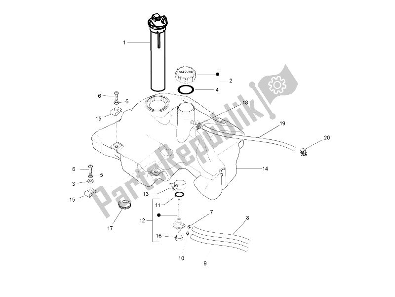 Tutte le parti per il Serbatoio Di Carburante del Vespa LXV 50 2T 2006