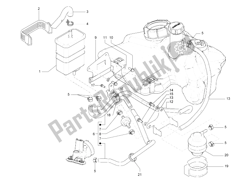 Toutes les pièces pour le Système Anti-percolation du Vespa LX 125 4T 2V IE E3 Taiwan 2011