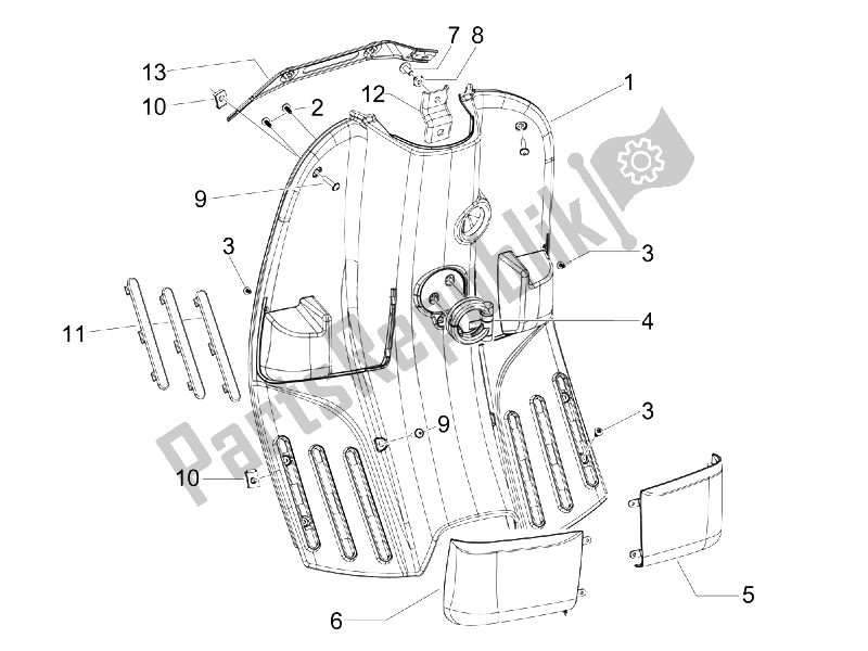 Tutte le parti per il Vano Portaoggetti Anteriore - Pannello Di Protezione Per Le Ginocchia del Vespa S 150 4T 2008