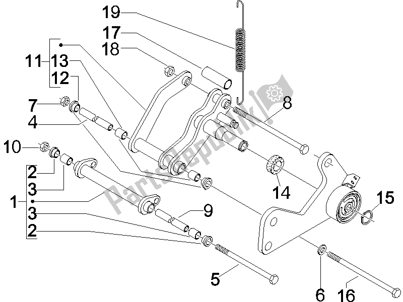 Toutes les pièces pour le Bras Oscillant du Vespa GTV 250 IE 2006