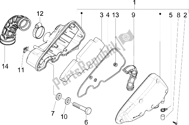 Toutes les pièces pour le Filtre à Air du Vespa LX 125 4T IE E3 2009