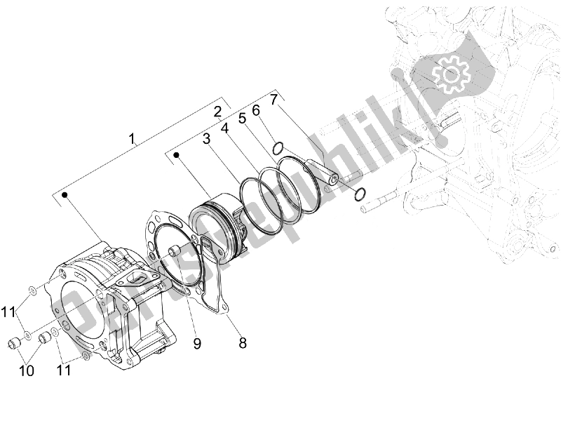 Toutes les pièces pour le Unité Cylindre-piston-axe De Poignet du Vespa Vespa GTS 300 IE Super ABS USA 2014