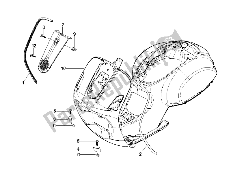 Toutes les pièces pour le Bouclier Avant du Vespa LX 125 4T E3 2009