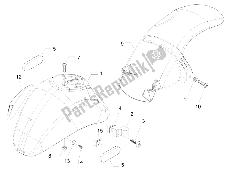All parts for the Wheel Huosing - Mudguard of the Vespa LX 50 4T 2V 25 KMH NL 2010