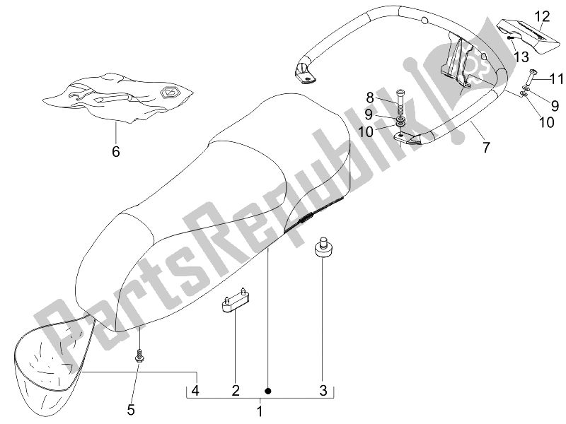 Toutes les pièces pour le Selle / Sièges du Vespa GTV 250 IE Navy 2007