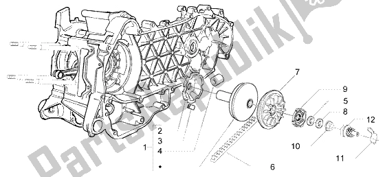 All parts for the Driving Pulley of the Vespa LX 125 2005