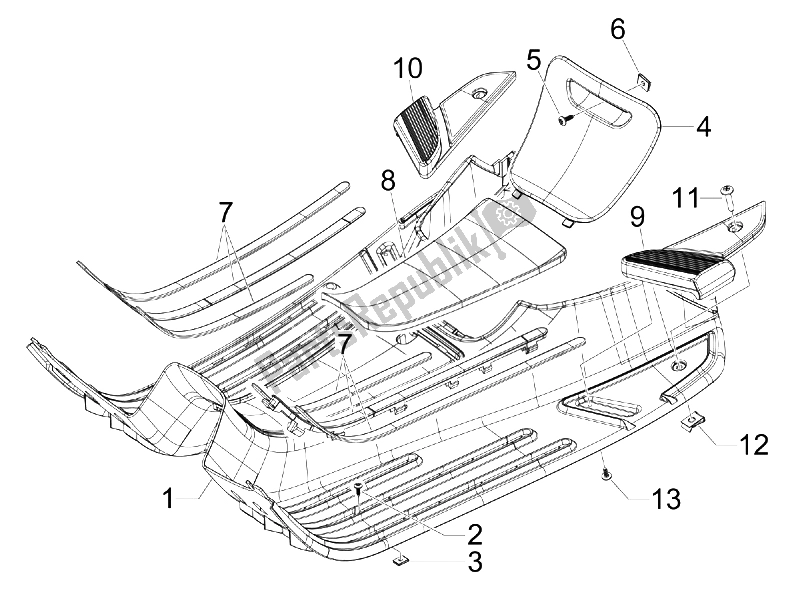 All parts for the Central Cover - Footrests of the Vespa S 150 4T 2V IE E3 College 2009