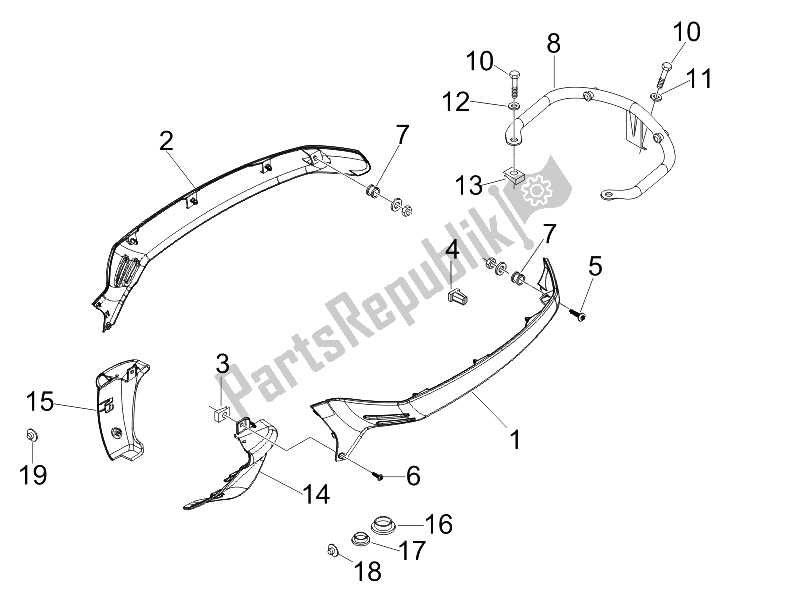 Toutes les pièces pour le Couvercle Latéral - Spoiler du Vespa LX 125 4T E3 2009